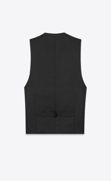 SAINT LAURENT Blazer Jacket Man Embroidered vest in black linen canvas b_V4